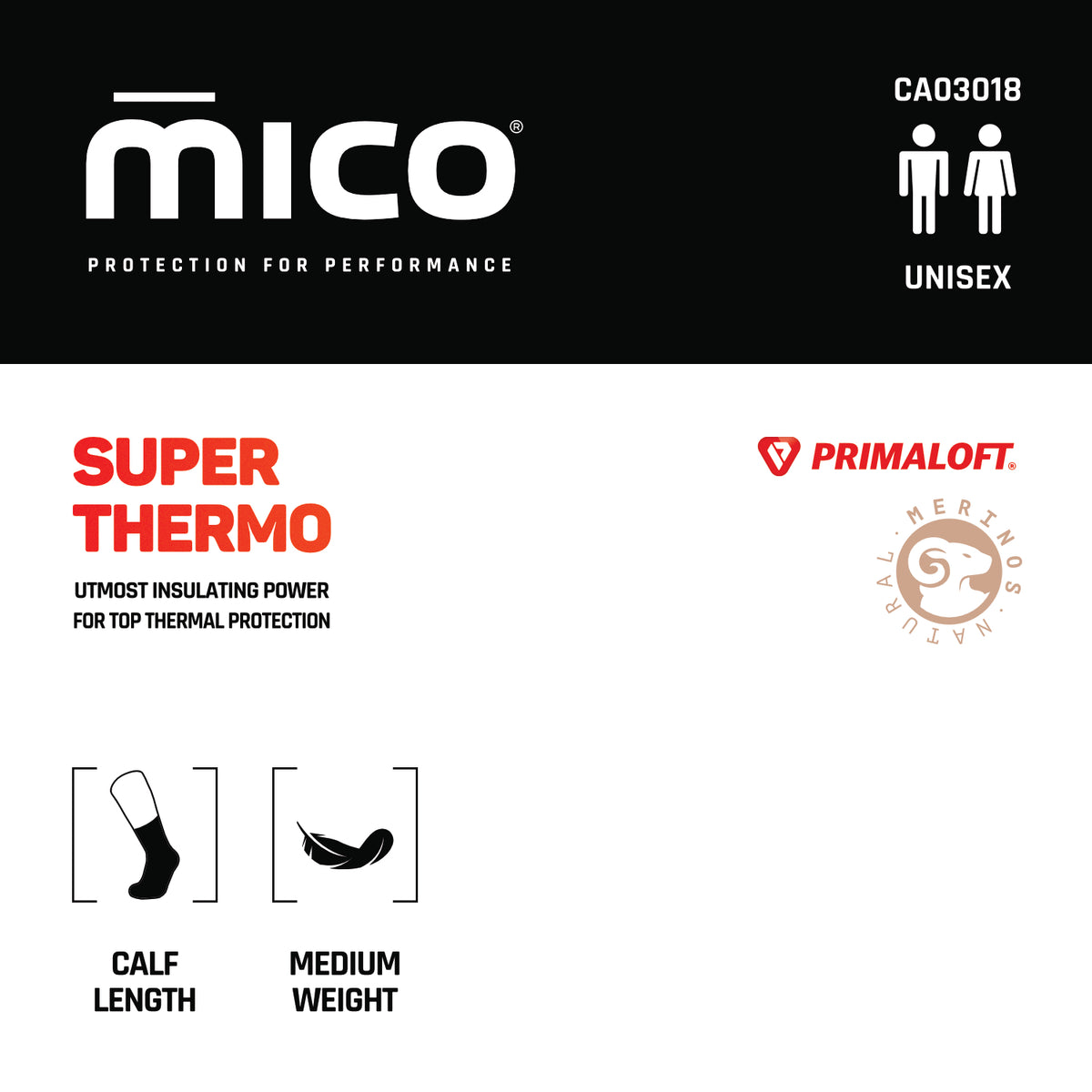 CA03018 Medium Weight SUPERTHERMO PRIMALOFT Merino Outdoor Crew Socks
