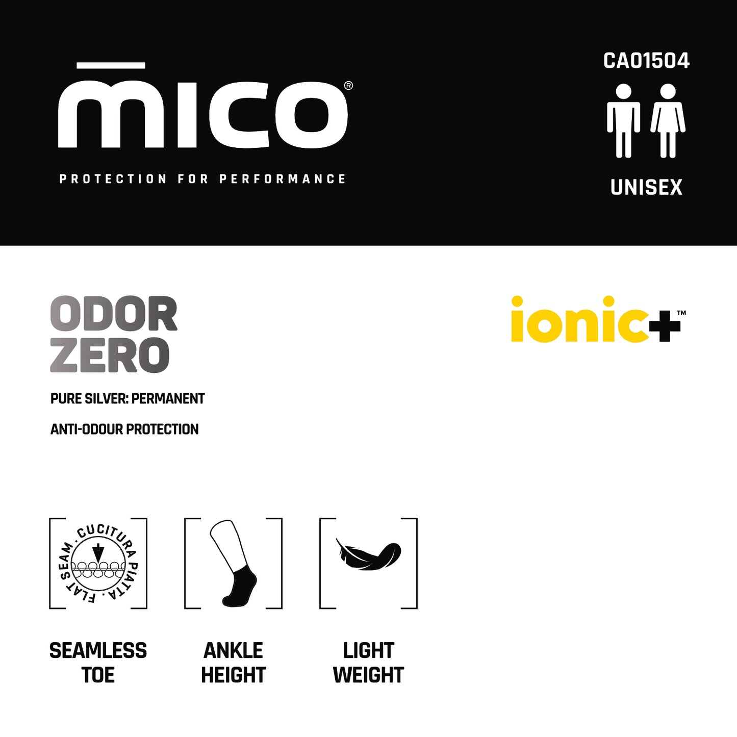 CA01504 Lightweight ODOR ZERO IONIC+® Trail Run Ankle Socks