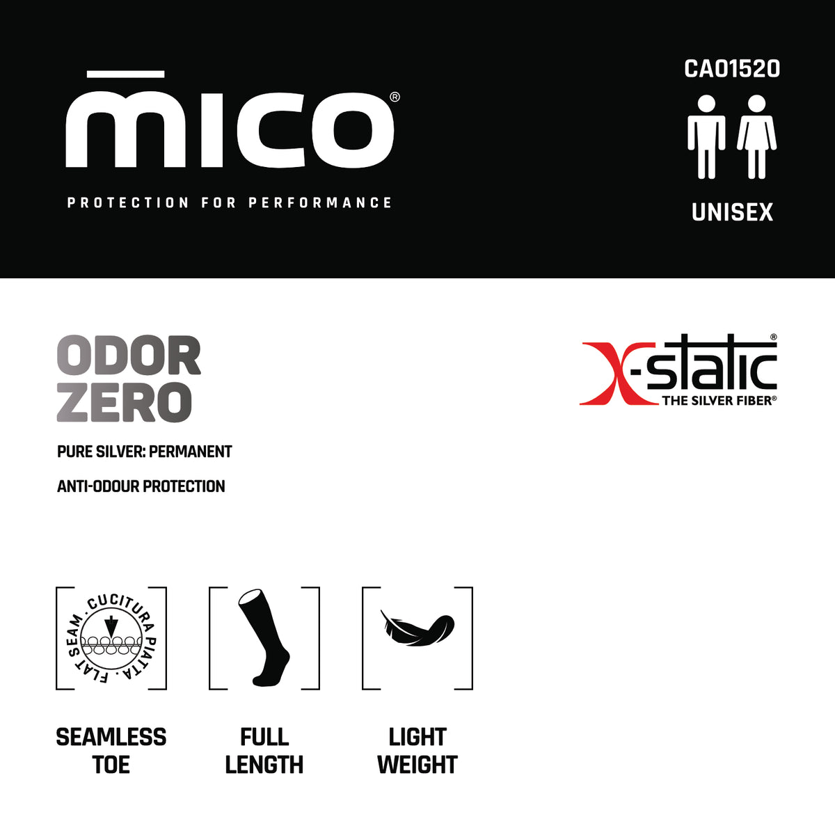 CA01520 Lightweight ODOR ZERO X-Static Ski Socks