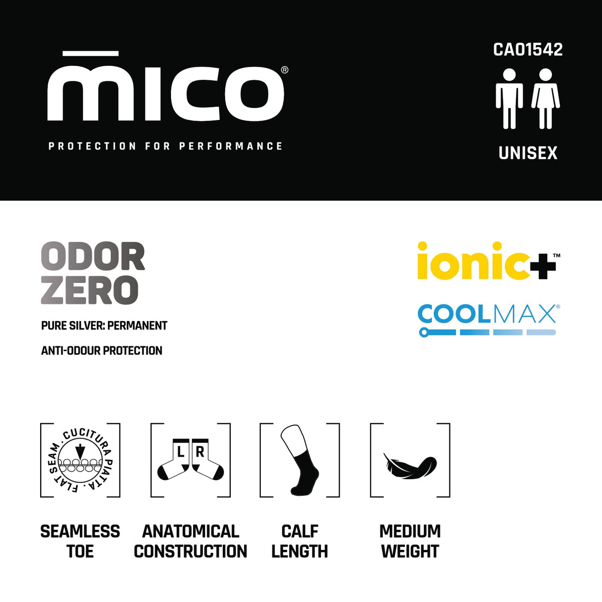 CA01542 Medium Weight ODOR-ZERO IONIC+ Trek Crew Socks