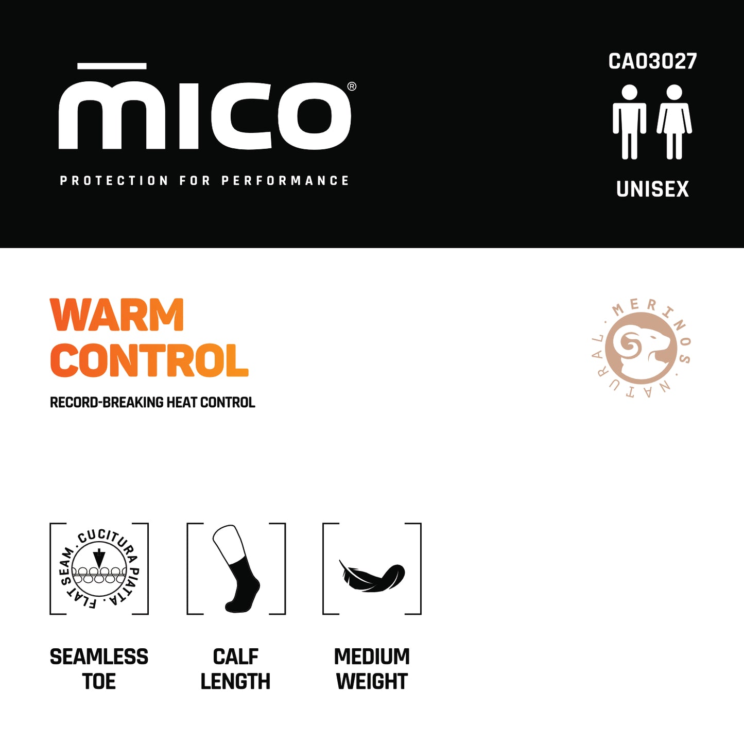 CA03027 Medium weight WARM CONTROL NATURAL MERINO Trek Crew Socks