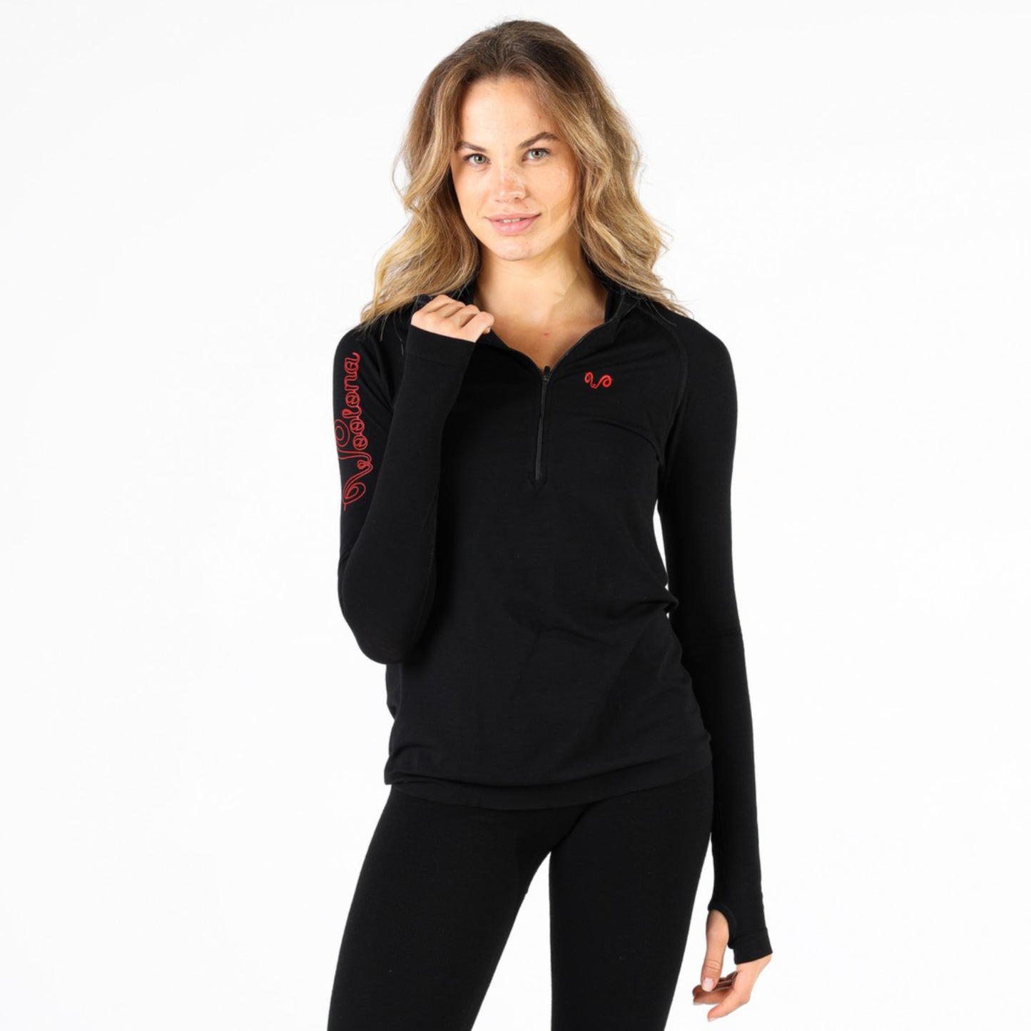 Docca Women's Seamless Merino Blend 1/3 Zip Hoodie